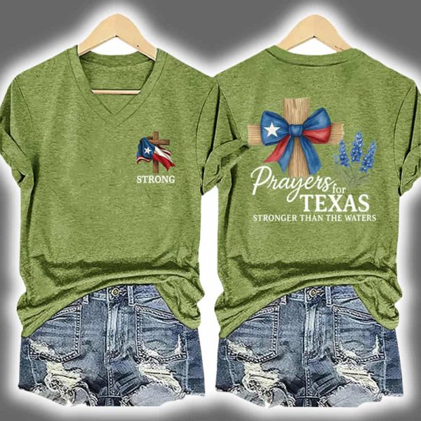 Retro Texas Strong Prayers For Texas Stronger Than The Waters Two Sided Shirt 2