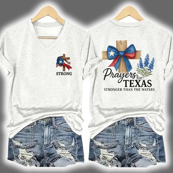 Retro Texas Strong Prayers For Texas Stronger Than The Waters Two Sided Shirt 4