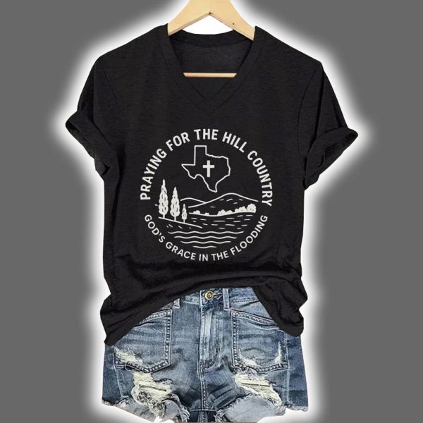 Retro Texas Strong Praying For The Hill Country Gods Grace In The Flooding Print T Shirt 3