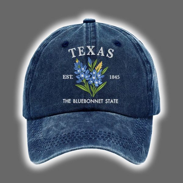 Retro Texas Strong The Bluebonnet State Print Baseball Cap