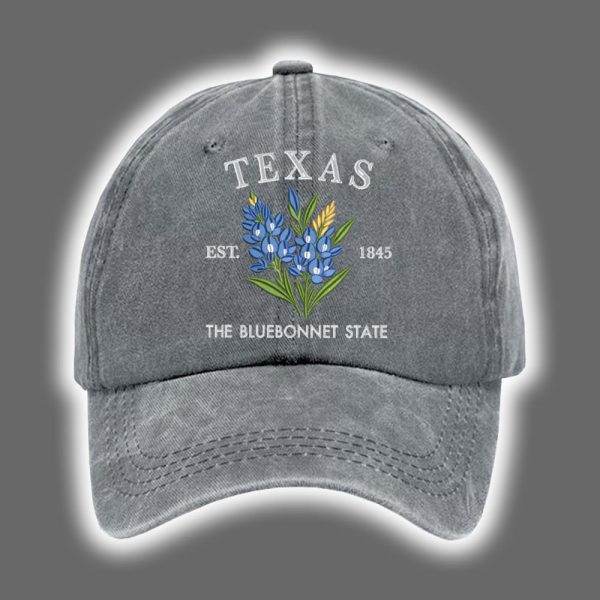 Retro Texas Strong The Bluebonnet State Print Baseball Cap 2