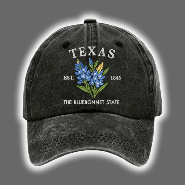 Retro Texas Strong The Bluebonnet State Print Baseball Cap 3