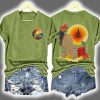 Retro Vacation Cheeseburger Paradise Parrot Margarita Two-Sided Shirt