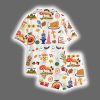 Spooky Halloween Autumn Candle Coffee Cake Mushroom Wool Scarf Pumpkin Bat Satin Pajama Set 2