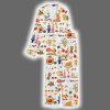 Spooky Halloween Autumn Candle Coffee Cake Mushroom Wool Scarf Pumpkin Bat Satin Pajama Set 3