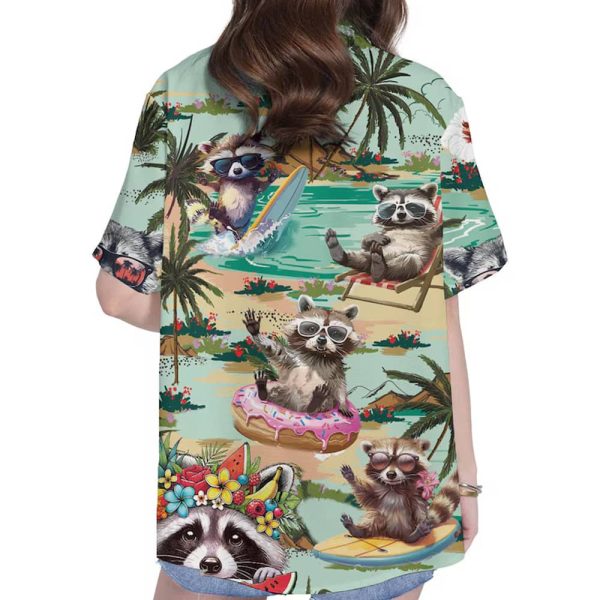 Summer Beach Raccoon Hawaiian Shirt 2