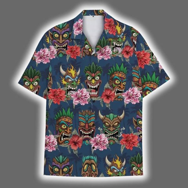 Tiki Mask Colorful Island Vacation Hawaiian Shirt 2