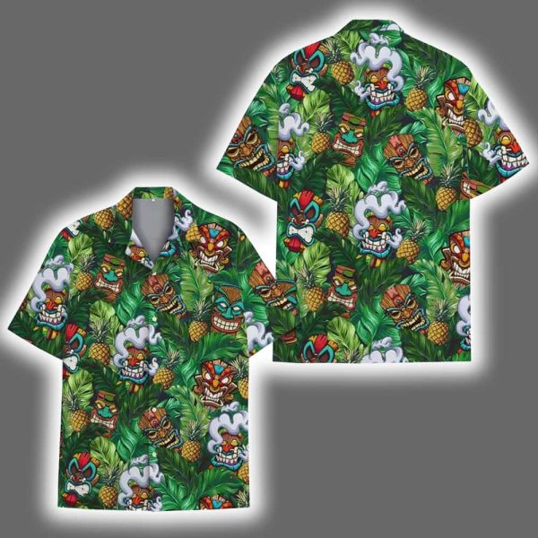 Tiki Pineapple Luau Aloha Hawaiian Shirt