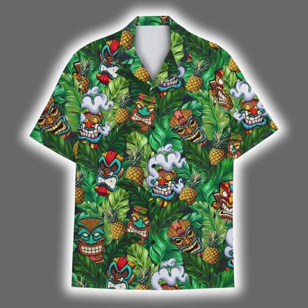 Tiki Pineapple Luau Aloha Hawaiian Shirt 2