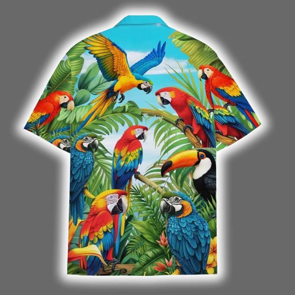 Tropical Parrot Colorful Macaw Toucan Beach Aloha Hawaiian Shirt 3