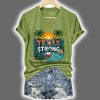 V-Neck Retro Texas Strong Palm Trees Print T-Shirt