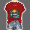 V Neck Retro Texas Strong Palm Trees Print T Shirt 2