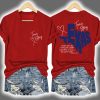 V Neck Retro Texas Strong When You Go Through Deep Waters I Will Be With You Isaiah 432 Print Shirt 2