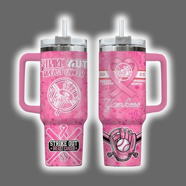 Yankees 2025 Breast Cancer Awareness Month Tumbler