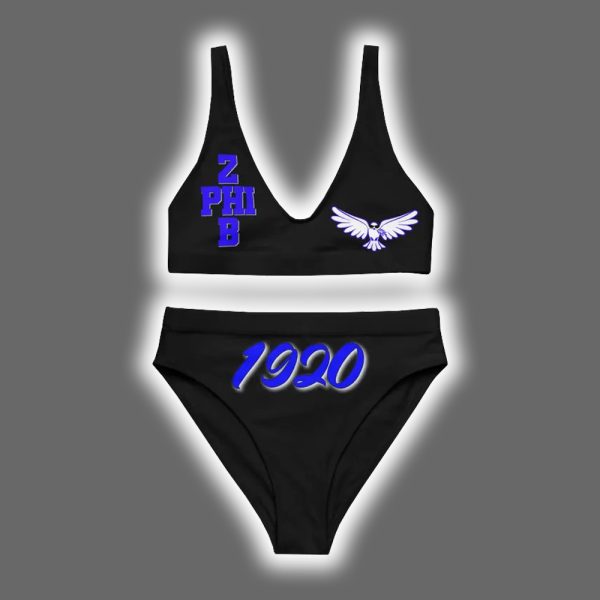 Zeta Phi Beta 1920 AOP Ladys Crop Top Two Piece Swimsuit 2