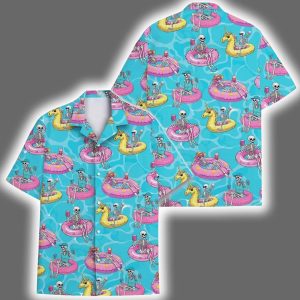 Retro Summer Beach Skeleton Hawaiian Shirt