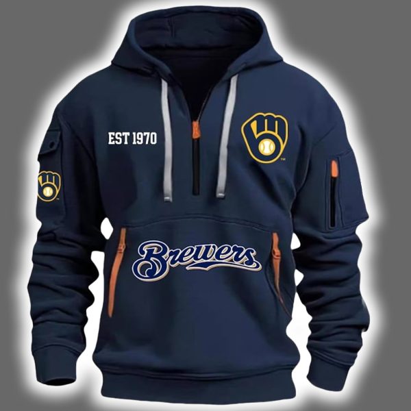 2025 Brewers Est 1970 Quarter Zip Hoodie 2