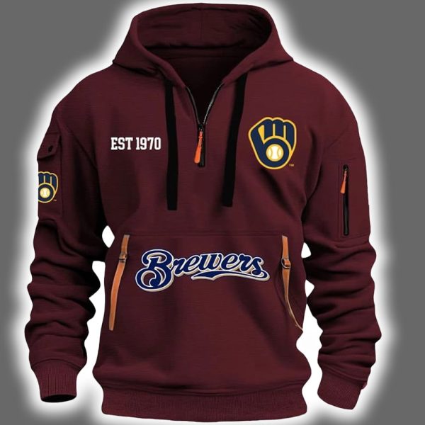 2025 Brewers Est 1970 Quarter Zip Hoodie 4