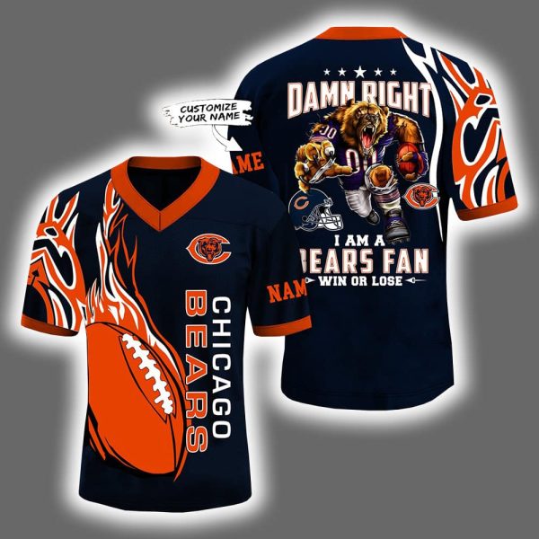 2025 Damn Right I'm A Bears Fan Personalized Jersey