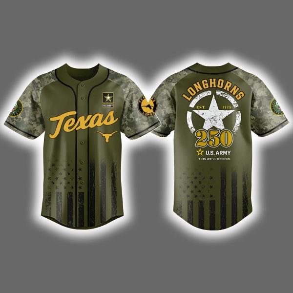 2025 Longhorns x 250th US ARMY Birthday Baseball Jersey