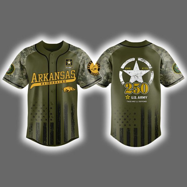 2025 Razorbacks x 250th US ARMY Birthday Baseball Jersey