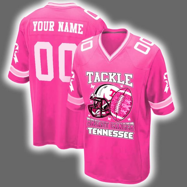 2025 Volunteers Tackle Breast Cancer Personalized Football Jersey