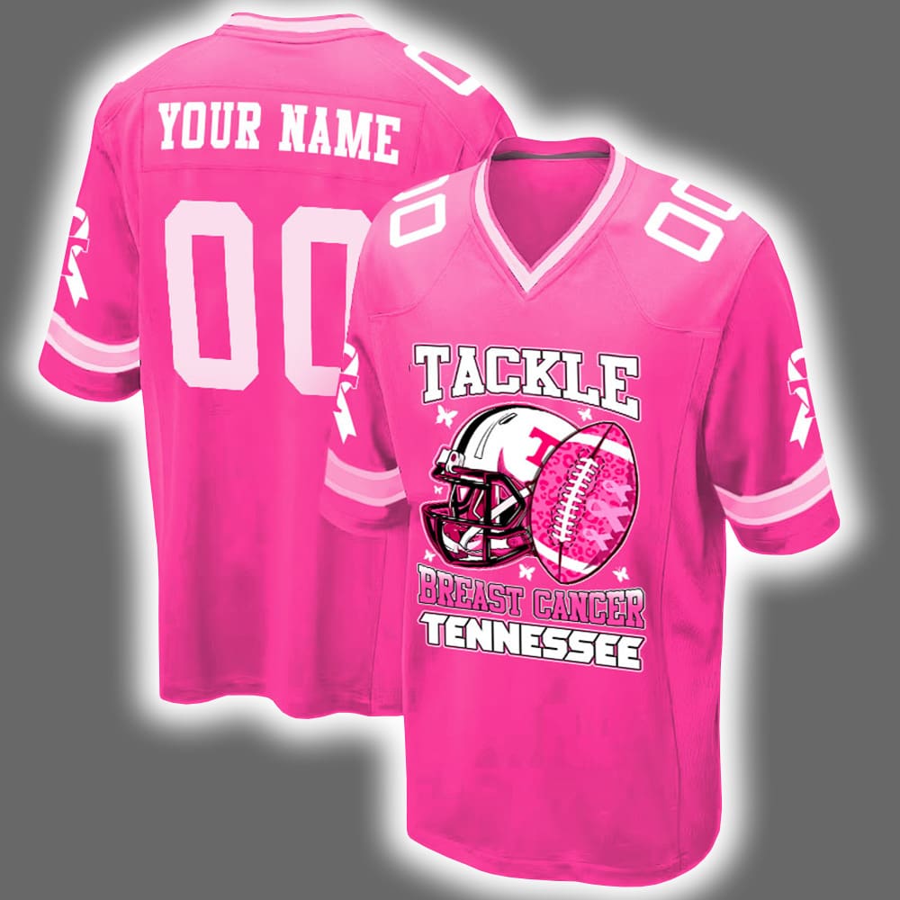 2025 Volunteers Tackle Breast Cancer Personalized Football Jersey 2025 Volunteers Tackle Breast Cancer Personalized Football Jersey