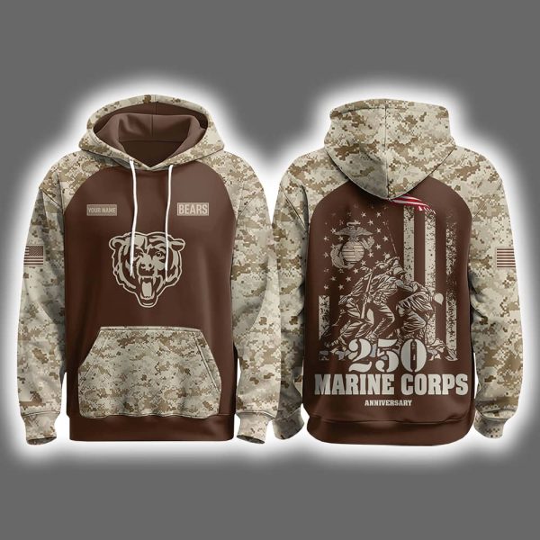 Bears 2025 United State Mine Corps 250th Anniversary Hoodie Joggers Cap