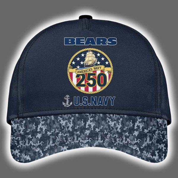 Bears US Navy 250th Birthday Celebration Night Game 2025 Hoodie Joggers Cap 3