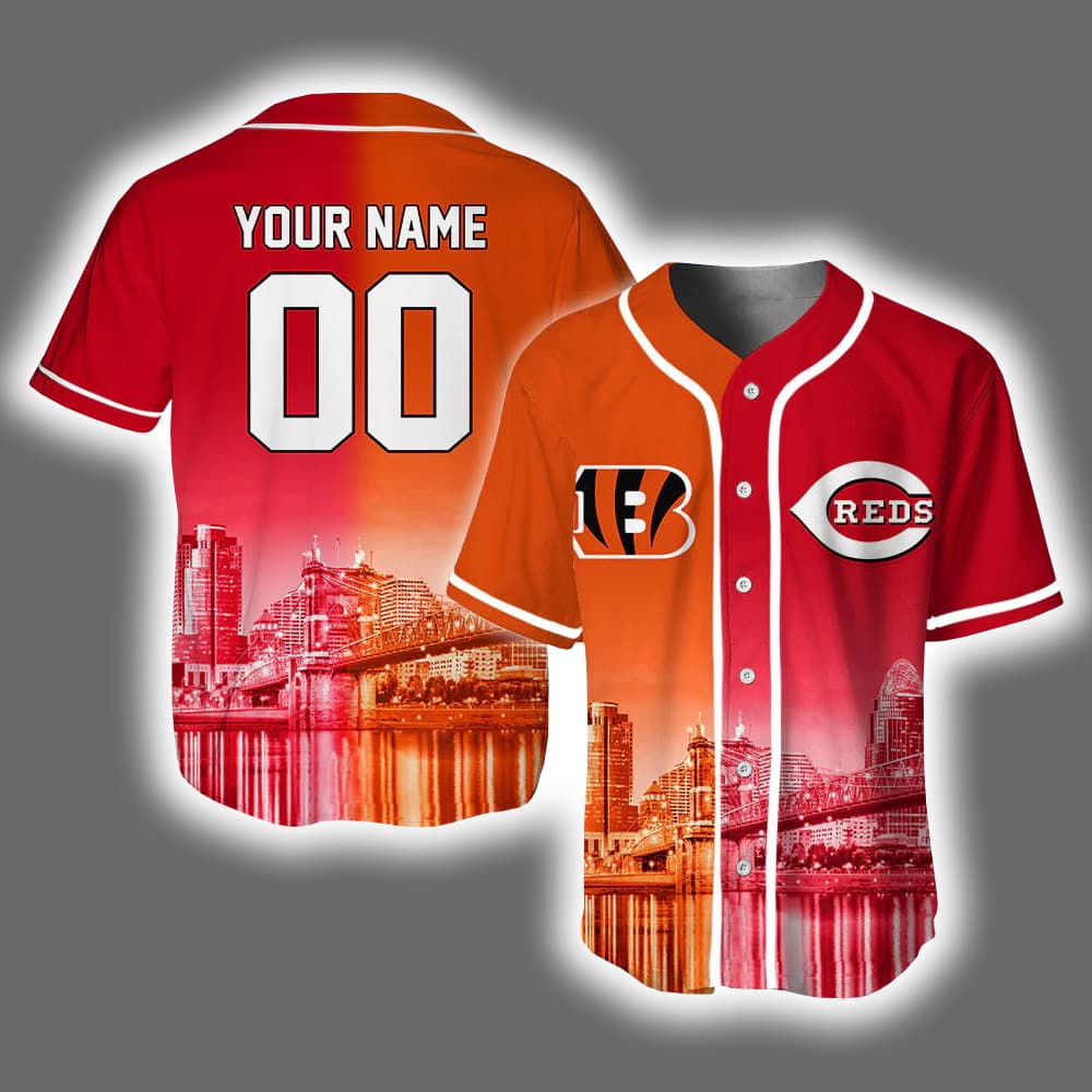 Bengals x Reds Skyline Personalized Jersey Bengals x Reds Skyline Personalized Jersey