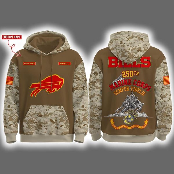 Bills USMC 250th Birthday Celebration Night Game 2025 Hoodie Joggers Cap