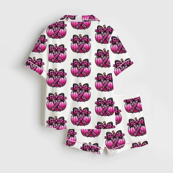 Breast Cancer Pumpkin Satin Pajama Set 2