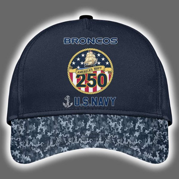 Broncos US Navy 250th Birthday Celebration Night Game 2025 Hoodie Joggers Cap 3