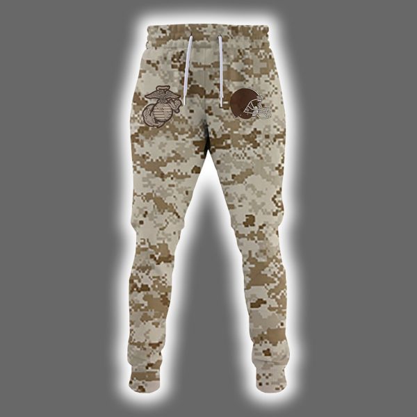 Browns 2025 United State Mine Corps 250th Anniversary Hoodie Joggers Cap 2