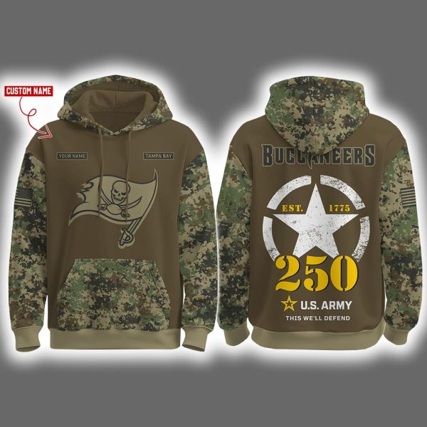 Buccaneers US Army 250th Birthday Celebration Night Game 2025 Hoodie Joggers Cap