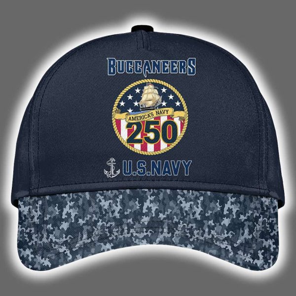 Buccaneers US Navy 250th Birthday Celebration Night Game 2025 Hoodie Joggers Cap 3