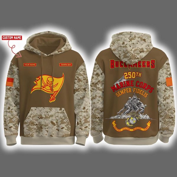 Buccaneers USMC 250th Birthday Celebration Night Game 2025 Hoodie Joggers Cap