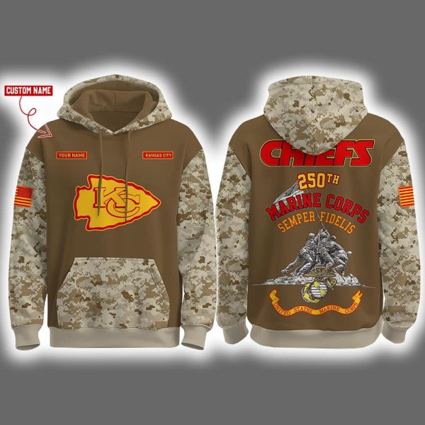 Chiefs USMC 250th Birthday Celebration Night Game 2025 Hoodie Joggers Cap