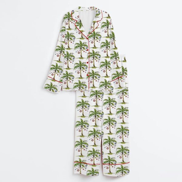 Christmas Palm Tree Satin Pajama Set 3