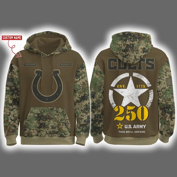 Colts US Army 250th Birthday Celebration Night Game 2025 Hoodie Joggers Cap