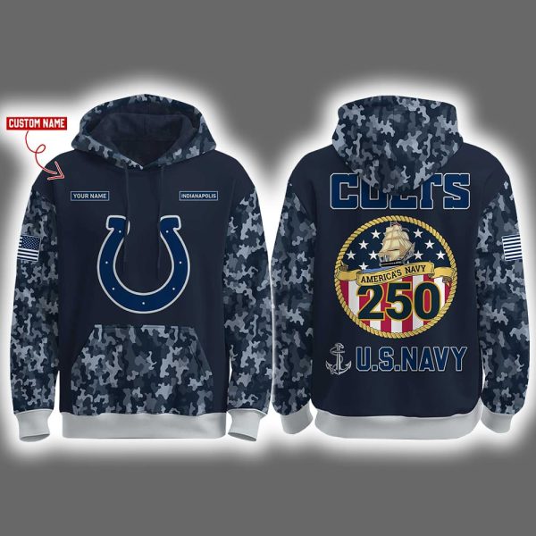 Colts US Navy 250th Birthday Celebration Night Game 2025 Hoodie Joggers Cap