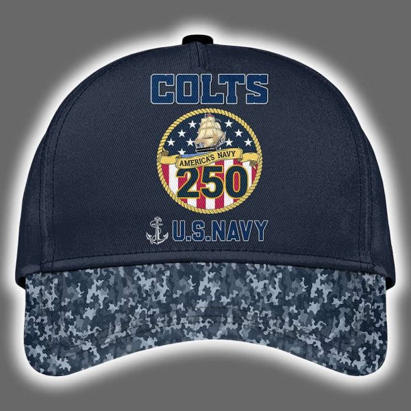 Colts US Navy 250th Birthday Celebration Night Game 2025 Hoodie Joggers Cap 3