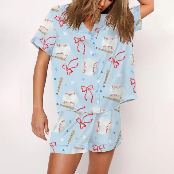 Coquette Baseball Satin Pajama Set