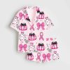 Coquette Pumpkin Breast Cancer Satin Pajama Set