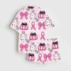 Coquette Pumpkin Breast Cancer Satin Pajama Set 2
