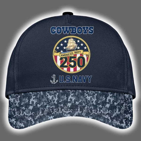 Cowboys US Navy 250th Birthday Celebration Night Game 2025 Hoodie Joggers Cap 3