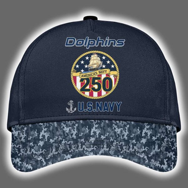 Dolphins US Navy 250th Birthday Celebration Night Game 2025 Hoodie Joggers Cap 3