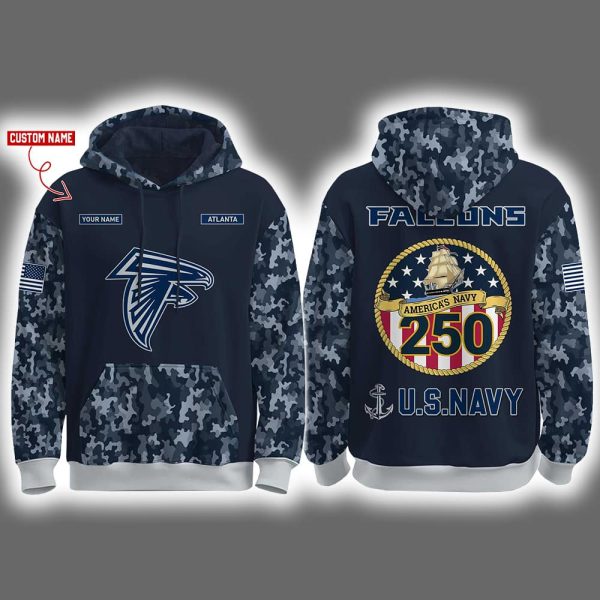 Falcons US Navy 250th Birthday Celebration Night Game 2025 Hoodie Joggers Cap