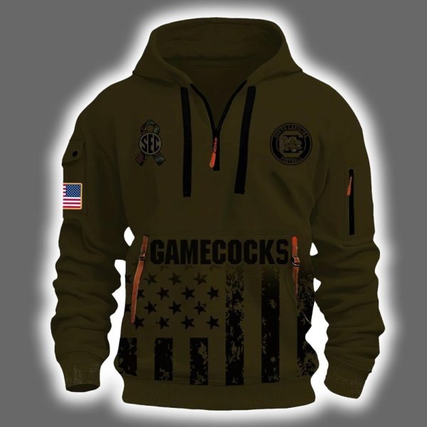 Gamecocks x Military Appreciation 2025 Camo Quarter Zip Hoodie