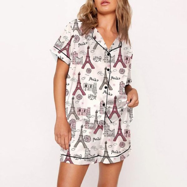 Girls Trip Paris Vacation Travel Satin Pajama Set 2